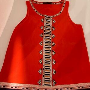 Red Sleeveless Top (Detailed Trim)